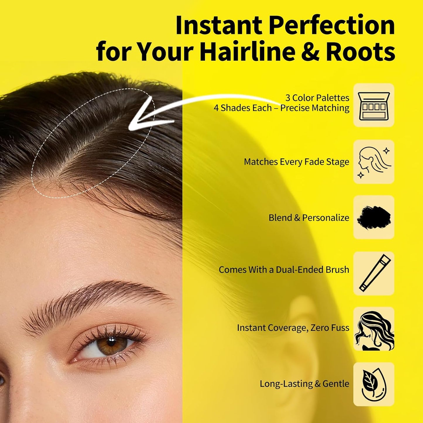 gowwim Blonde Root Touch Up, 4 Color Blendable Hairline Powder for Gray Coverage, Bald Spot Concealing Hair Powder for Women &amp; Men, Blonde 8g