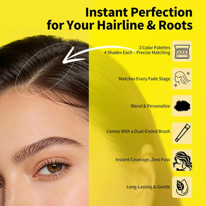 gowwim Blonde Root Touch Up, 4 Color Blendable Hairline Powder for Gray Coverage, Bald Spot Concealing Hair Powder for Women &amp; Men, Blonde 8g