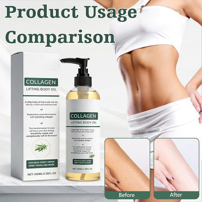 Collagen Lifting Body Oil, Collagen Oil For Skin Tightening, Collagen Hydrating Body Oil with Rosemary, Firming Body Oils for Neck Chest Arms Legs Stomach, Moisturizes &amp; Smoother Skin 100ml