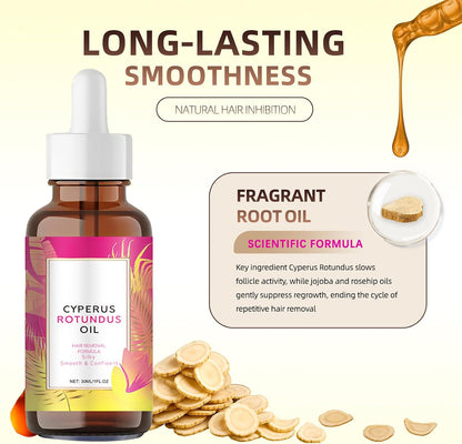 2PCS Cyperus Rotundus Oil, Natural Cyperus Rotundus Oil for Hair Removal, Inhibits Hair Growth, Reduces Body Unwanted Hair Growth, Moisturizes &amp; Soothes Skin, Hair Removal Oil for All Skin Types