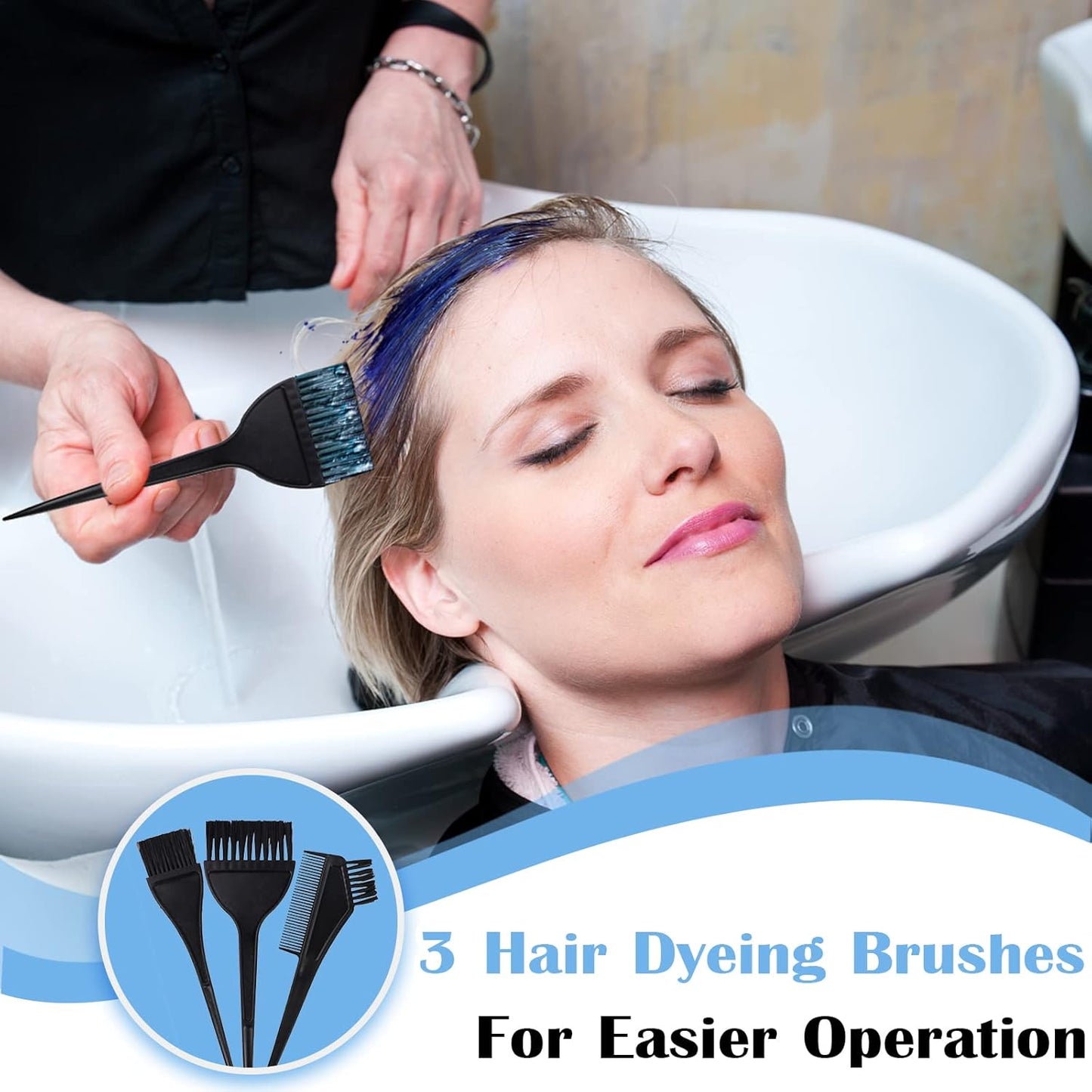 Punched Hole Silicone Highlight Hair Cap with Hair Coloring Brushes and Needle,Highlighting Frosting Cap,Highlight Cap,Professional Salon Silicone Hairdressing Tools for Women Men