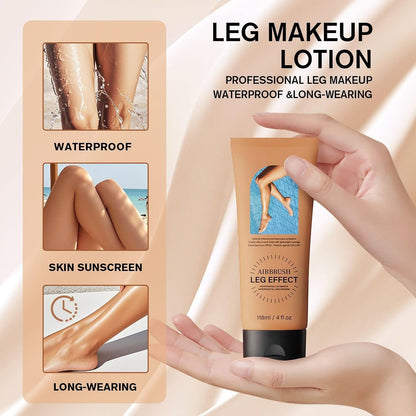 Waterproof Leg Makeup without Transfer with Extra Large Brush, Tattoo Cover for Varicose Veins/Scars, Skin Perfecting Body Foundation, Balances Skin(#02 Medium)