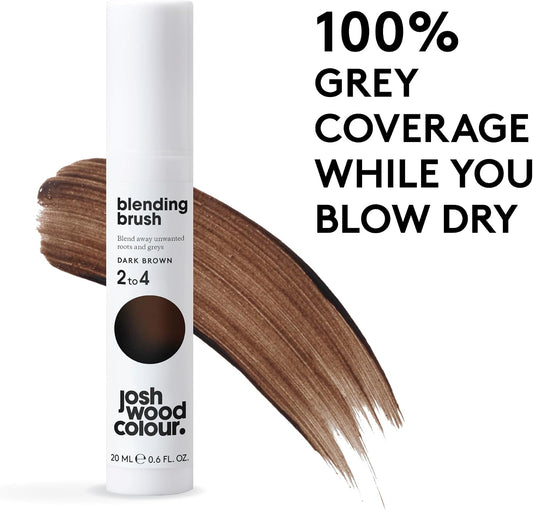 Josh Wood Blending Brush, Grey Root Touch Up, Dark Brown, Vegan, 20ml | Covers grey regrowth instantly, washes out next shampoo, salon-created formula, quick at-home root touch up between colours