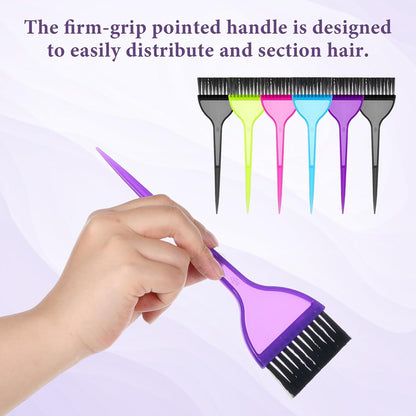 6 PCS Hair Dye Brush, Hair Colour Brush, Professional Hair-Coloring Tools with Tapered Handle for Salon, Home DIY, Root Touch,Highlights, 5 Colors