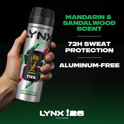 Lynx XL Antiperspirant Africa The G.O.A.T. of Fragrance 72 Hour Protection From Odour and Sweat with the Unique Scent Masculine Deodorant for Men, 200ml Pack of 6