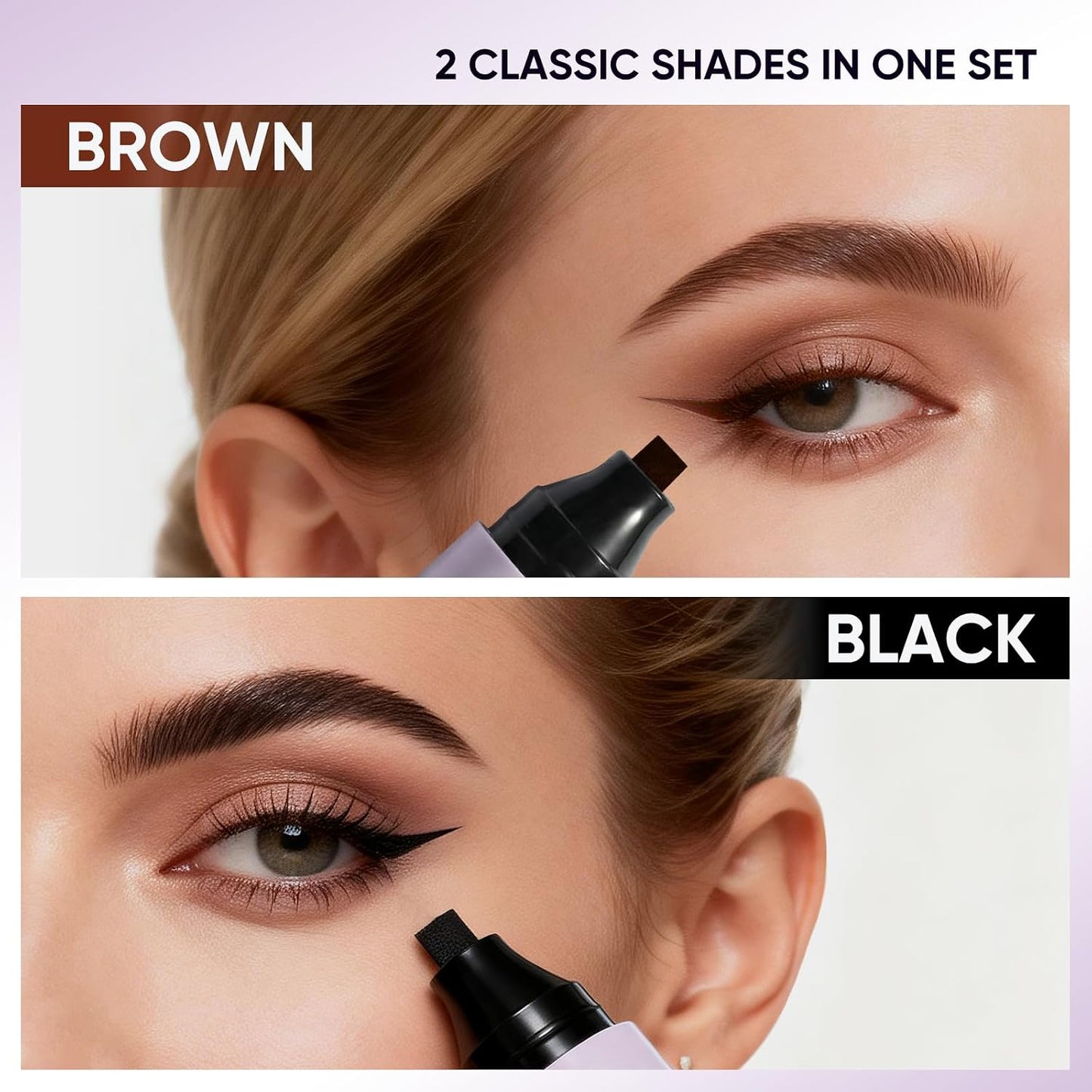 2CHILL 2 PCS Eyeliner Stamp Set, Dual-End Rotatable Liquid Eyeliner Pencil, Waterproof &amp; Smudge-Proof Long Lasting Makeup, Winged Eyeliner for Beginners and Makeup Enthusiasts, Black &amp; Brown