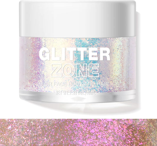 LANGMANNI Holographic Body Glitter Gel for Body, Face, Hair and Lip.Color Changing Glitter Gel Under Light. Vegan &amp; Cruelty Free-1.35 oz (2# Sparkling Pink)