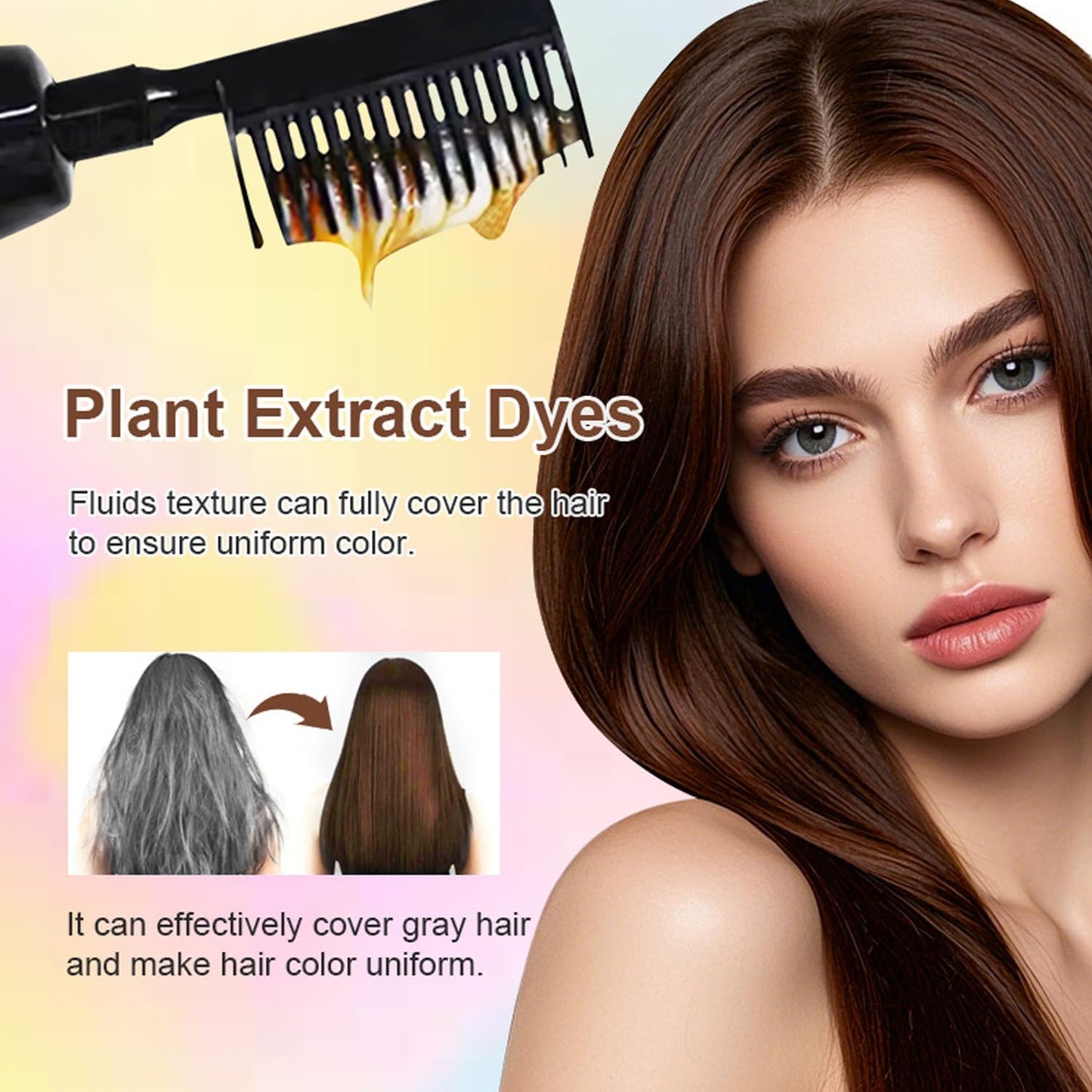 3-in-1 Comb Portable Hair Dye Brush with Integrated Brush Head, Instant Hair Root Touch-Up Stick, Hair Colour Stick for Women Men Party Wedding Meeting Outdoor Travel Social