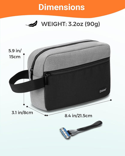 Toiletry Bag for Women and Men, Lightweight Makeup Bag Hanging Dopp Kit with Shaving Compartment Cosmetic Organizer Small Tool Bag Travel Essentials, Black&amp;Grey