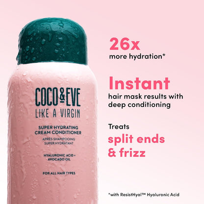 Coco &amp; Eve Like A Virgin Super Hydrating Cream Conditioner. Sulfate free with Argan Oil &amp; Coconut for Dry, Damaged, Color Treated, Frizzy. (280ml)