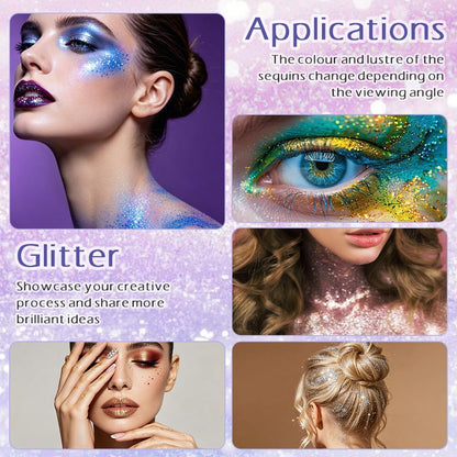 AOOWU Roll-on Body Glitter Gel,50ml Holographic Mermaid Sequins Small Glitter Face Body Gel,Sparkling Festival Party Lotion Glitter for Face Body Eye Hair Nail DIY Art,Vegan,Cruelty-Free,Red