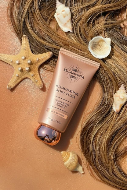 Bellamianta Body Illuminating Elixir, Golden Glow, Liquid Bronzer with Shimmer Pigments, Nourishing Hydrating Formula, Long Lasting, Radiant Finish, 45.9g