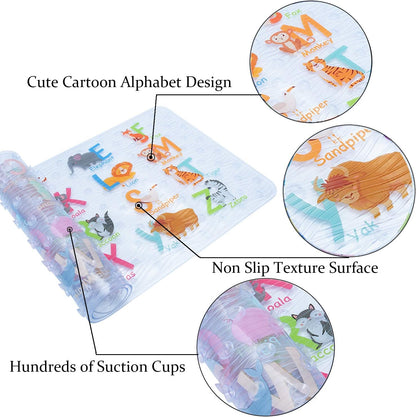 BOPPIE Non-Slip Bath Mat Shower Mats,Anti-Slip-Resistant Tub Mats Bathroom Mat XL Large Bath Mat 89 X 38 CM(Alphabet DWZM)