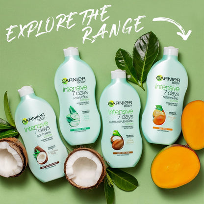 Garnier Intensive 7 Days Aloe Vera &amp; Probiotic Extract Body Lotion 400ml, Hydrating and Refreshing Moisturiser, Up to 7 Days Hydration, For Normal Skin, Fast Absorbing &amp; Non Greasy