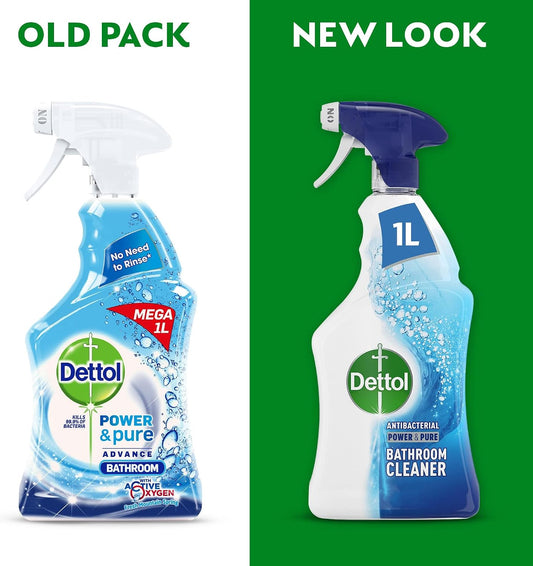 Dettol Spray, Bathroom Cleaner, 1L, Limescale Remover, Sparkling Clean, Tackles Grease and Grime, No Need to Rinse, Kills 99.9 Percent of Bacteria and Viruses