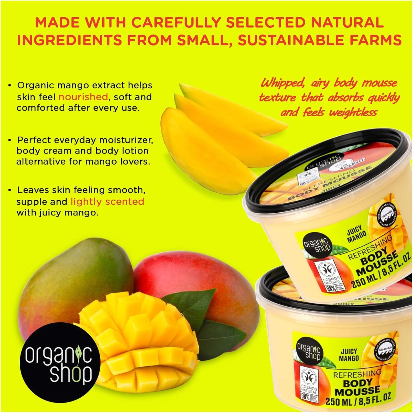 Organic Shop Body Mousse Refreshing Juicy Mango, 250 ml