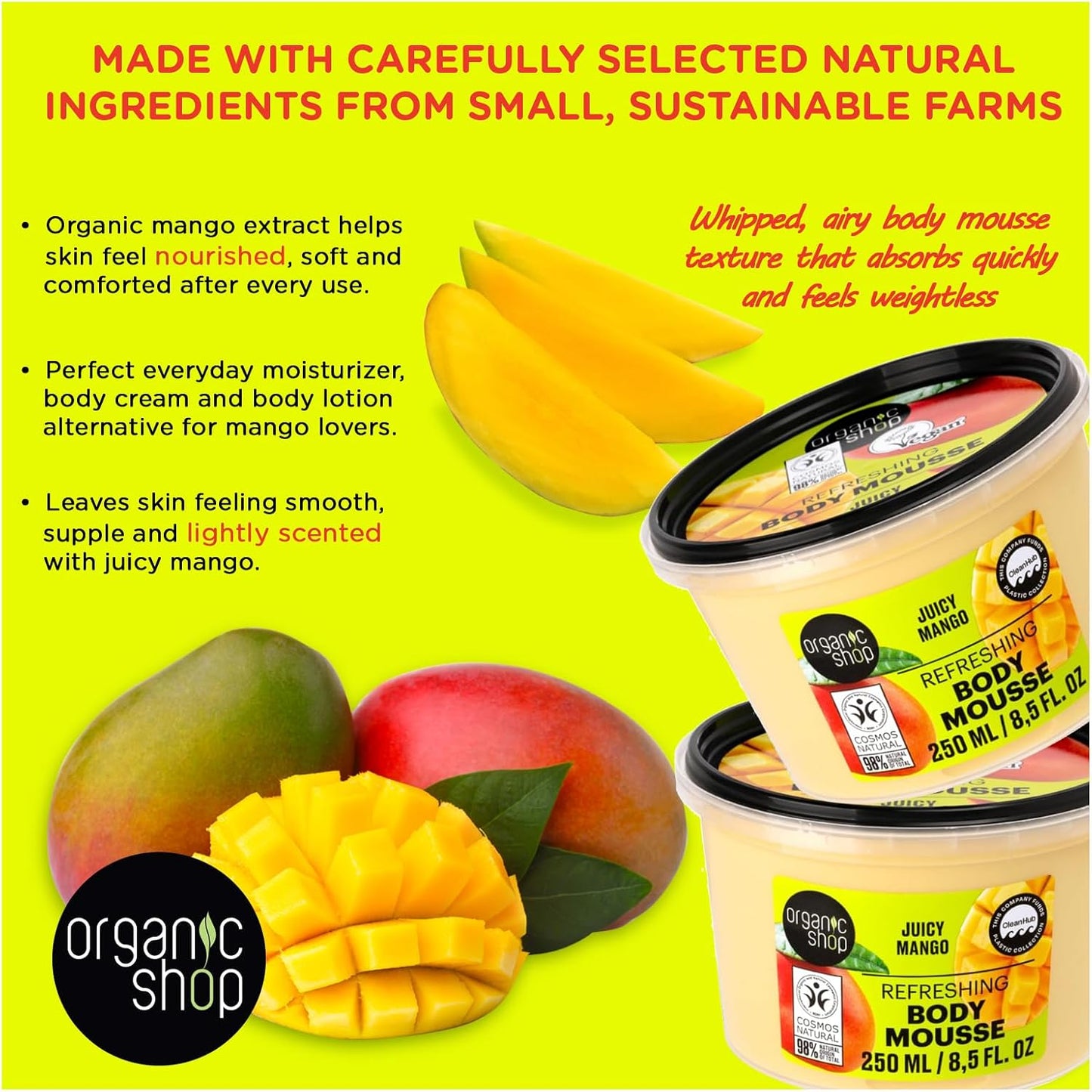 Organic Shop Body Mousse Refreshing Juicy Mango, 250 ml