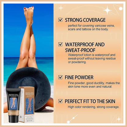 2pcs Leg Makeup Waterproof, Leg Make Up to Cover Veins, Tattoo Cover Up Makeup, Long-Lasting No Transfer, Concealer Full Coverage(#2 Wheat Color)