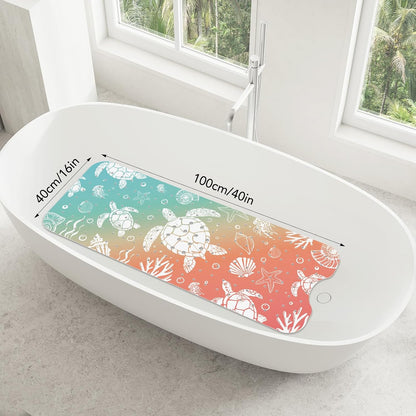 SHUCHING Turtles Bath Mat Non Slip Anti Mould, 100 X 40 cm Extra Long Bathtub Mat Anti Slip, Shower Mat Non Slip Anti Mould for Bathroom Machine Washable