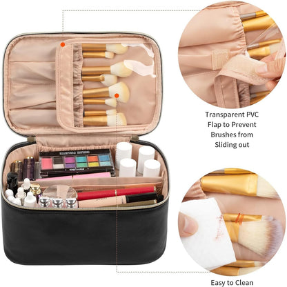 Travel Makeup Bag, Portable Cosmetic Bag with Makeup Brush Organiser Large Capacity Make up Case Water-Resistant Toiletry Bag for Women Travel Essentials