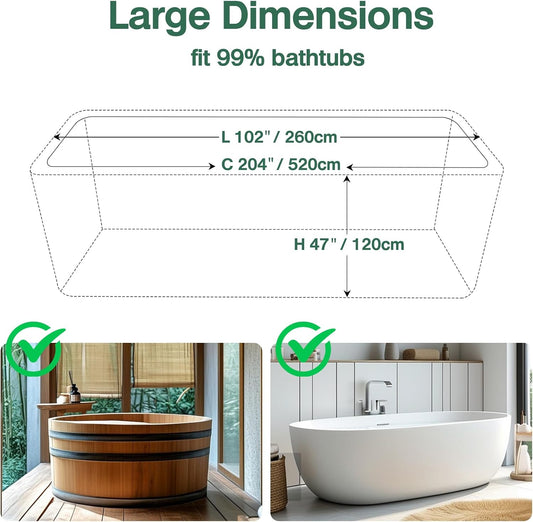 10PCS Quality Disposable Bathtub Cover Liner Bag Portable Heat-Resistant, Large Thickened Bath Tub Lining Film for Home Travel Hotel Bathtubs Salon SPA (260cmx 120cm), Each Individually Packaged