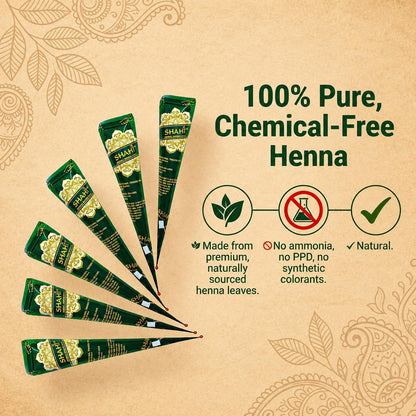 Shahi 100% Natural Henna Cones, Ready to Use Organic Henna Paste Cones, Mehandi Cone Made From Triple Sifted Henna Leaf Powder, Long-lasting Henna Paste for Festivals, Chemical-free (Pack of 3)