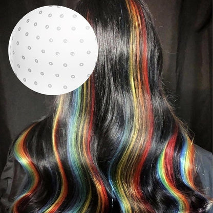 Punched Silicone Highlight Hair Cap with Needle, Professional Reusable Highlighting Poked Hole Caps with Hooks for Color Hair Salon Hairdressing Dyeing Staining Tools for Women Men