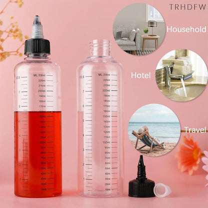 2-pack Hair Dye Bottle, 8.5oz Capacity, Screw Cap, Plastic, Graduated Measuring Cup