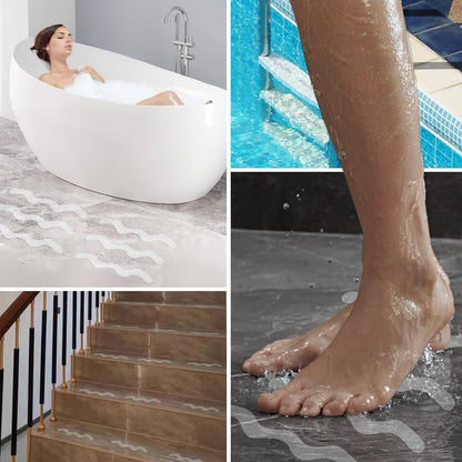 24 Pcs Non Slip Bath Stickers – Anti-Slip Shower Safety Treads for Bathtubs &amp; Bathrooms, Transparent Grip Strips, Kids &amp; Elderly Safe Slip Mat Alternative