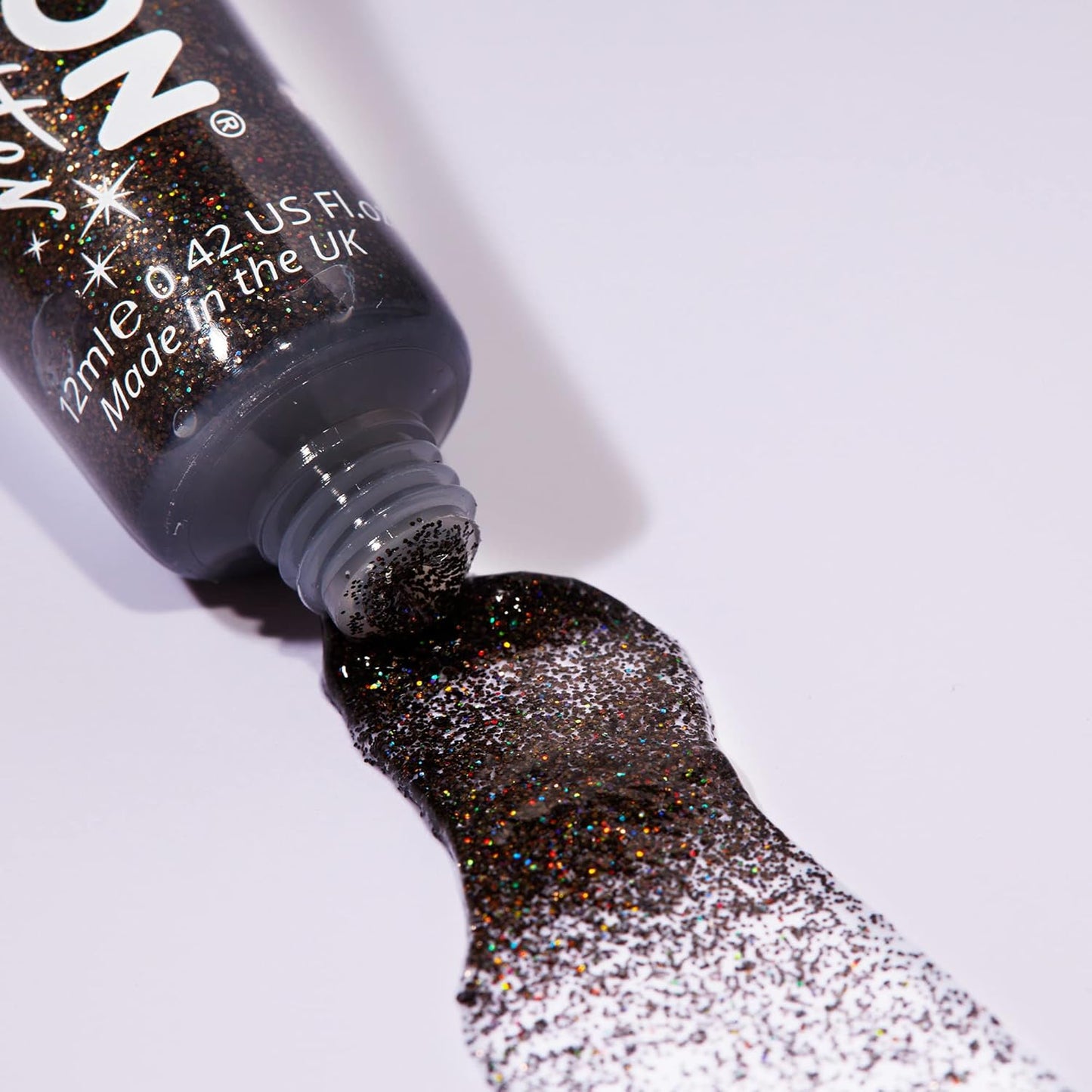Holographic Fine Face &amp; Body Glitter Gel by Moon Glitter - Black - Cosmetic Festival Glitter Face Paint for Face, Body, Hair, Nails - 12ml