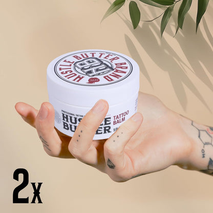 TATTOO HUSTLE BUTTER DELUXE ORIGINAL – 2x150ml vegan tattoo cream with natural ingredients like mango, papaya &amp; shea butter to promote healing, reduces redness and swelling – pre- and aftercare balm