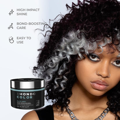 XMONDO Color Slate Grey Depositing Mask &amp; Semi-Permanent Grey Hair Dye | Infused with Bond Booster Technology &amp; Hyaluronic Acid for Nourishment, Revitalization &amp; Repair, Vegan Formula, 8 Fl Oz 1-Pack