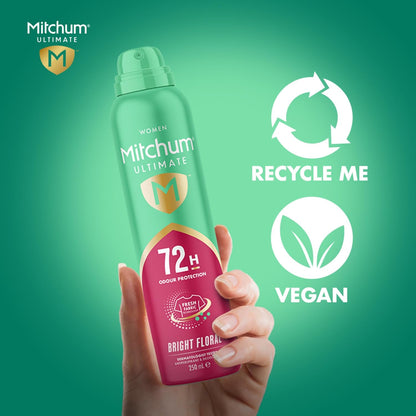 Mitchum Women Ultimate 72H Aerosol Bright Floral 250ml (Pack of 6)