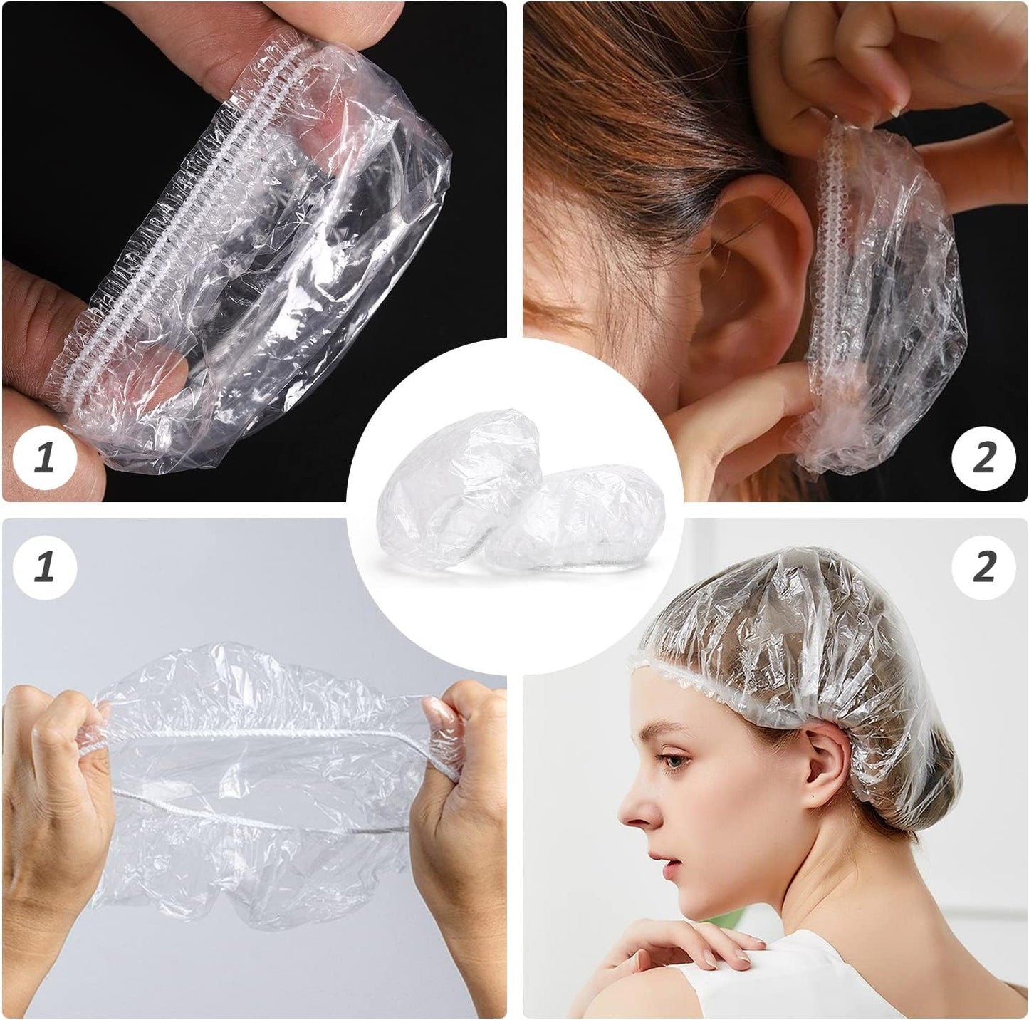 3 pieces of hair dye comb bottles, with 2 shower caps and pairs waterproof earmuffs, plastic squeeze, root applicator, hairdressing tools scale (120ml), Pink, White, RFP1