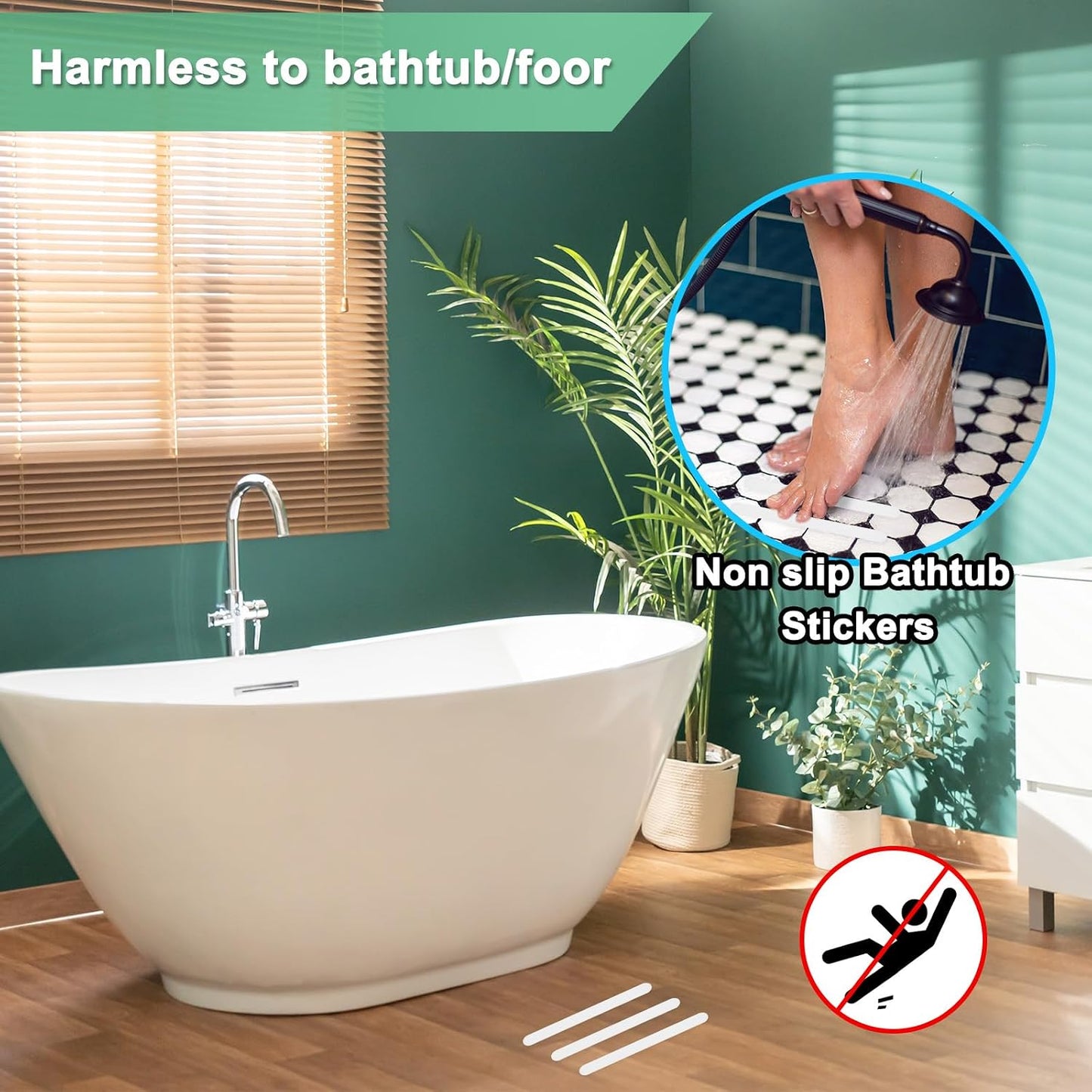 M METERXITY 36 PCS Anti Slip Shower Stickers White Bathtub Non-Slip Stickers Safety Bathtub Strips Adhesive Decals with Scraper for Shower/BathTub/Stairs Steps/Floor/Ladders
