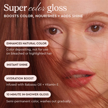 Glaze Supergloss Color Conditioning Gloss – Hydrating Semi-Permanent Colour Hair Gloss &amp; Shine Boost – Colour Depositing Mask - Vegan, Cruelty-Free – 190ml - Auburn Spice - Auburn Red