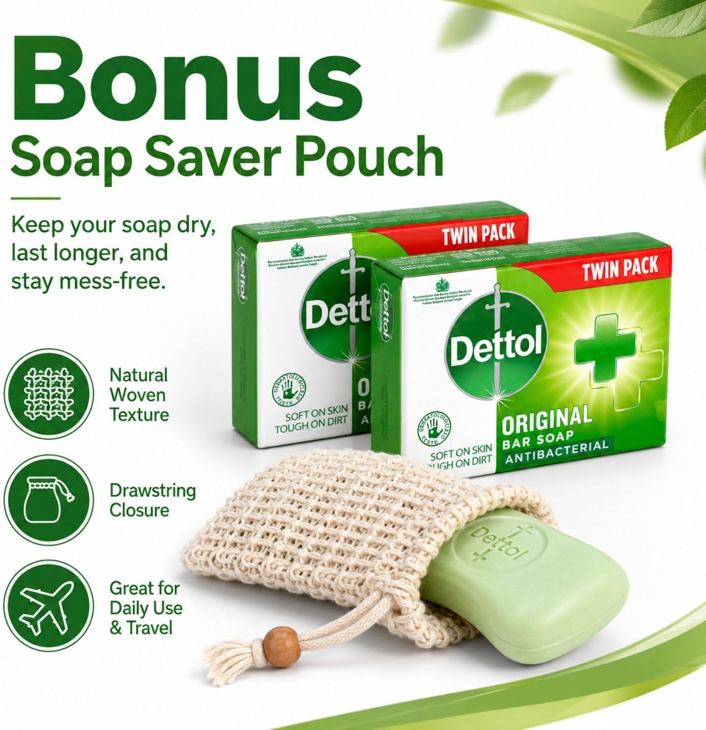 Dettol Soap Original Antibacterial Bar - 4 Twin Pack, 8 x 100g Antibacterial Hand &amp; Body Soap Bar – Disinfects and Kills 99.99% of Germs, Ideal for Handwashing and Cleansing