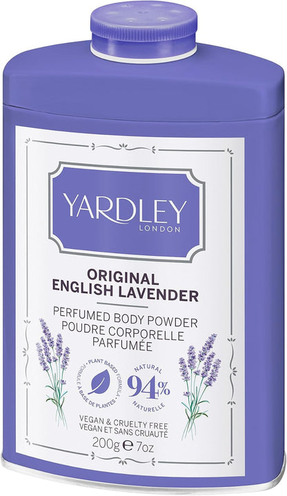 Yardley Original English Lavender Perfumed Body Powder, Original English Lavender Dusting Powder 200g