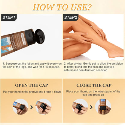 Waterproof Leg Makeup, No Transfer Full Coverage Body Foundation - Flawless Lotion for Veins, Scars, Tattoo Cover Up and Even Skin Tone (Fairest Glow)