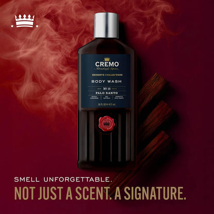 Cremo Reserve Collection Body Wash, Men's Shower Gel for Body Skin Care, Palo Santo Luxury Fragrance, 473 ml