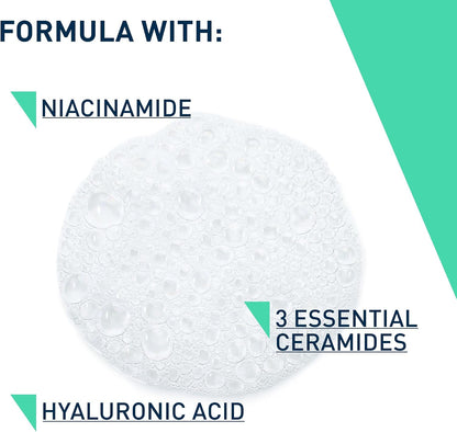 CeraVe Foaming Cleanser for Normal to Oily Skin with Niacinamide &amp; 3 Essential Ceramides, Developed with Dermatologists, Gently Cleanses &amp; Removes Excess Oil, Fragrance-Free