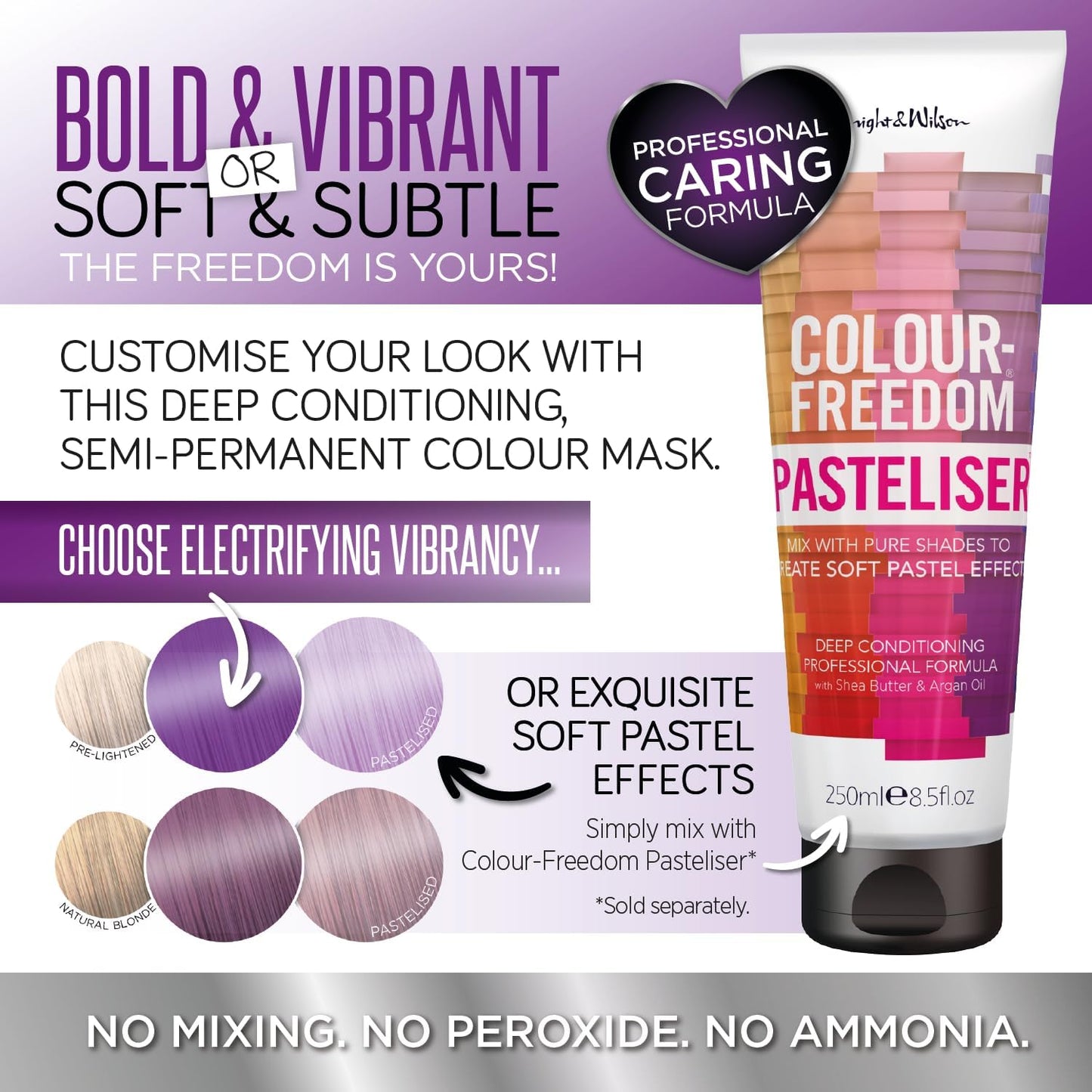 Colour-Freedom Gloss Pro 150ml Mystic Purple Semi-Permanent Hair Colour - Ultra-Vibrant Vegan Colour Mask with PurePlex | Ammonia Free Colour Lasts Up To 6-10 Washes