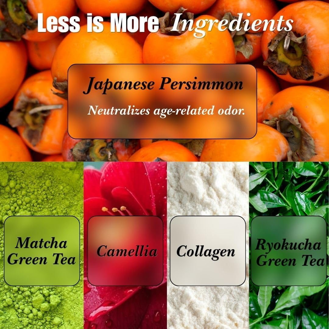 Mirai Clinical Persimmon Soap Bar for Old People Smell - Nonenal® Odour Control with Japanese Persimmon and Green Tea - Long-Lasting Natural Soap for Men and Women - Gentle on All Skin Types