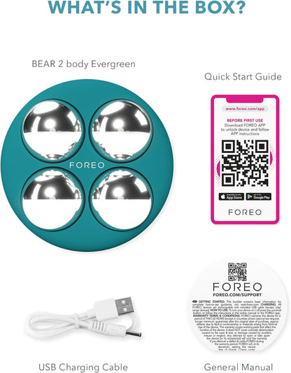 FOREO Bear 2 Body Advanced Microcurrent Body Sculpting Machine, Cellulite Massager &amp; Lymphatic Drainage, Firm &amp; Contour, Body Massager, Increases Absorption of Skin Care Products, Evergreen