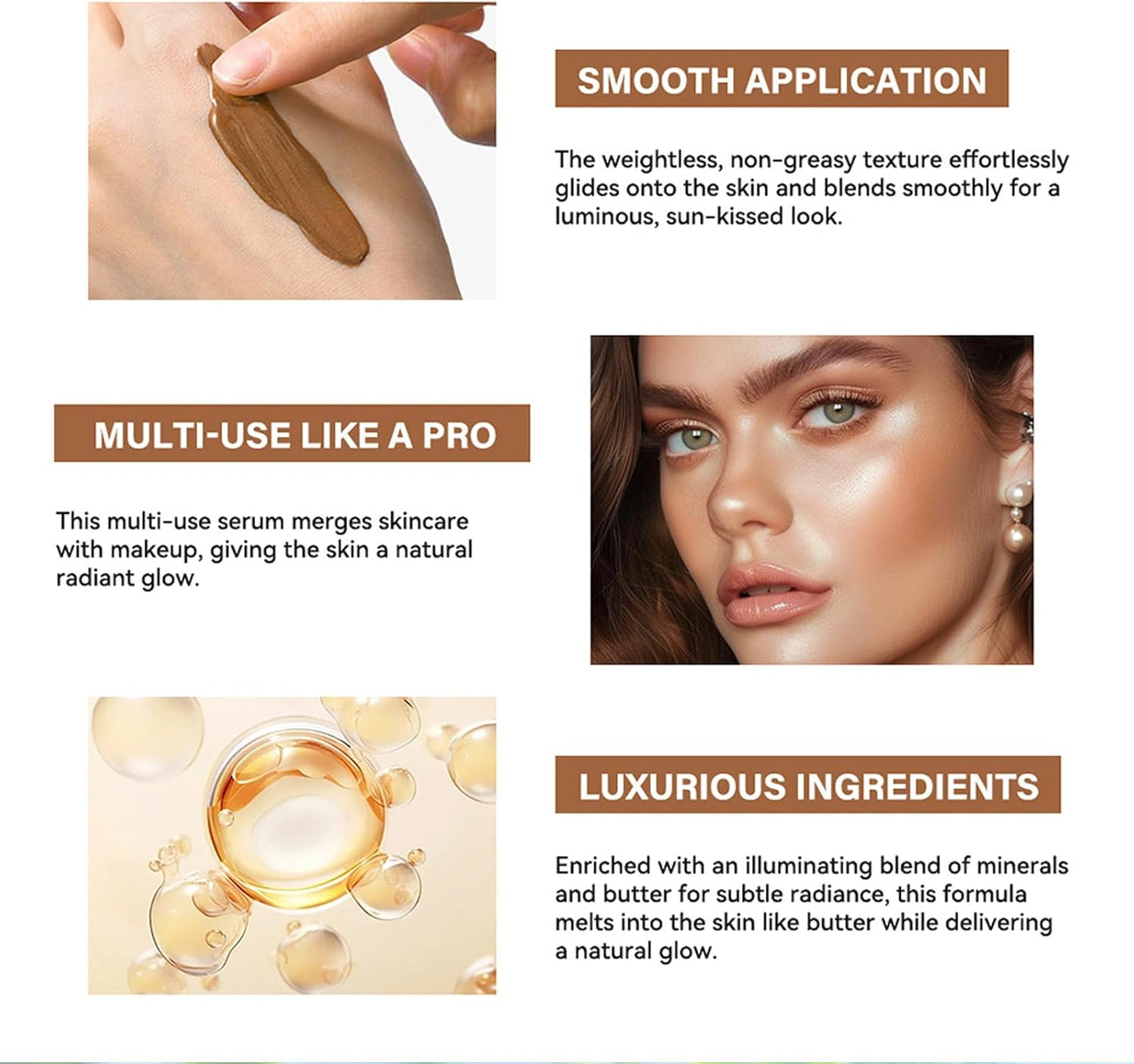 Butter Glow Bronzing Serum - Liquid Bronzing Drops - Shimmer Body Oil - Nourishing Skincare Bronzing Drops - Natural Sunkissed Complexion Flawless Skin