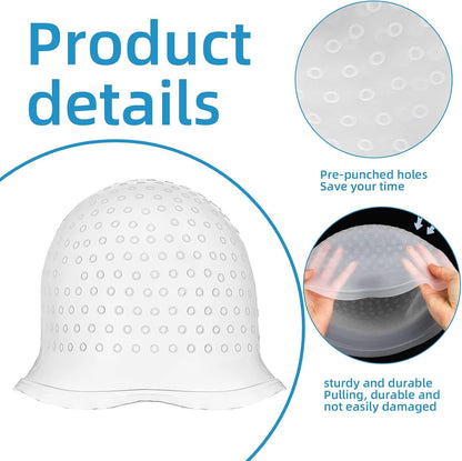 Pre-punched with Holes Silicone Highlight Caps Hair Color Set with Coloring Hair Hook, Reusable Hair Tools for Salon &amp; Home Use, DIY Hair Dyeing Tools for Women &amp; Men (2)