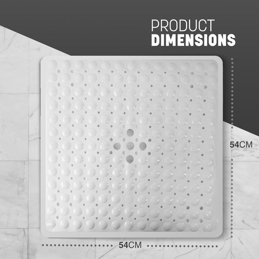 KEPLIN Premium Non-Slip Shower Mat - 164 Suction Cups, BPA &amp; Latex Free, Mildew Resistant, Machine Washable - Safe, Durable &amp; Comfortable for Shower Floors &amp; Stalls (White, Small (54 x 54cm))