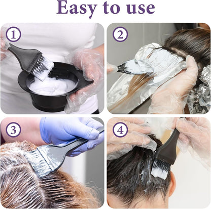 6 PCS Hair Dye Brush, Hair Colour Brush, Professional Hair-Coloring Tools with Tapered Handle for Salon, Home DIY, Root Touch,Highlights, 5 Colors