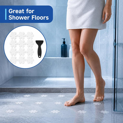 24Pcs Flower Non Slip Bath Stickers, Transparent Anti Skid Strips, Self-Adhesive Bathroom Stickers for Shower