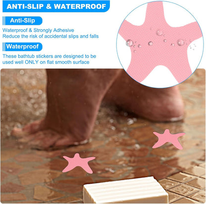 PATIKIL Bathtub Non Slip Stickers 3.86x3.86 Inch, 12 Pack Starfish Safety Shower Floor Anti Slip Stickers with Adhesive Decals Scraper for Bath Tub Shower Floor Stair, Blue